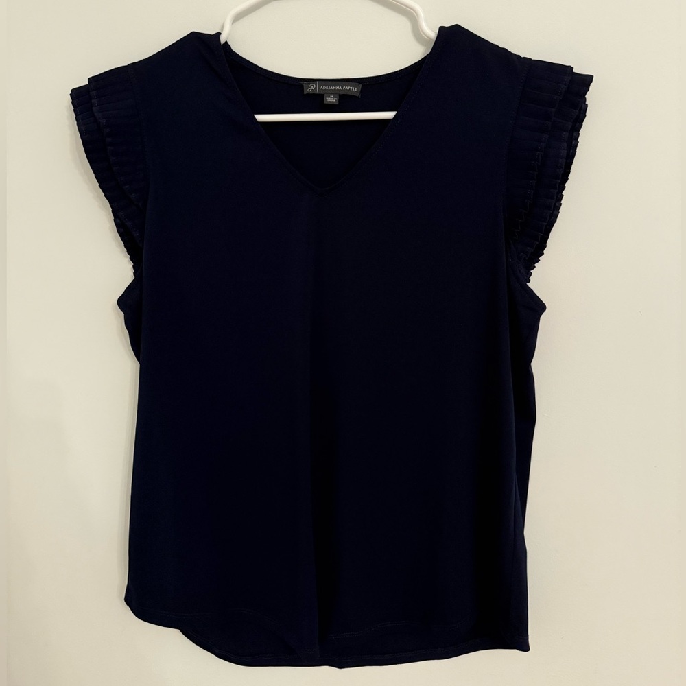 Adrianna Papell - Navy Ruffle Sleeve Blouse